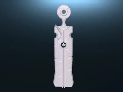 Sword Stylized Stone and Gold Low-poly 3D model
