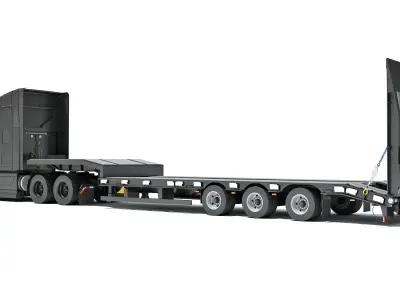 Truck with Platform Trailer 3D model