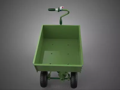 ARMY GREEN MILITARY WHEELBARROW CART TROLLEY WAGON TRUCK VEHICLE 3D model