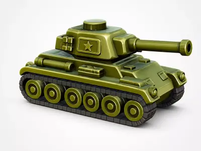 Cartoon Military Tank 3D Model  Low Poly Game Ready Vehicle 3D model
