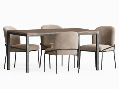 Dining Set four chairs and table 3D model