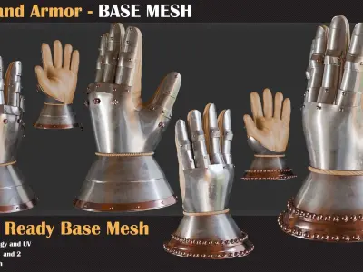 16 Hand Armor BASE MESH - VOL 19 3D model