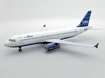 Airbus A320 Airliner - Jet Blue 3D model