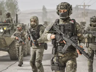Modular Military Character Low-poly 3D model purchase