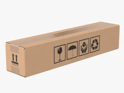 Cardboard Box 50x10x10 Closed 3D model