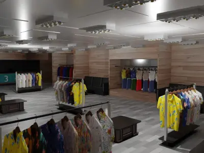 Clothing Store Interior Low-poly 3D model purchase