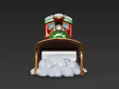 Cute Christmas Snowplow Train 3D - Model Winter Locomotive Low-poly 3D model