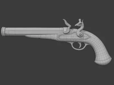 Feather and Flint - Game Ready Ornate Flintlock Pistol Low-poly 3D model