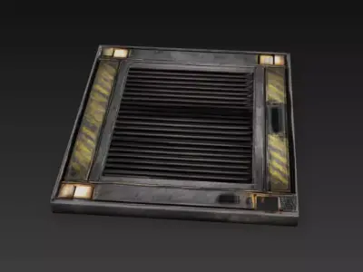 Sci-Fi Industrial Floor Grate - PBR Low Poly Game Ready Low-poly 3D model