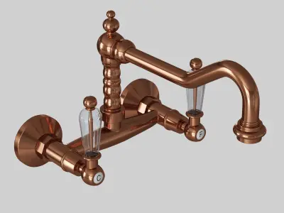 faucet antique brass kitchen 3D model