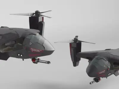 Sci-Fi Helicopter Model RIGGED 3D model