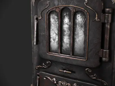 Old Vintage Iron Stove Low-poly 3D model