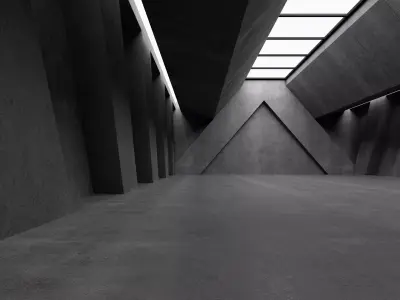 Brutalist Concrete Corridor Low-poly 3D model