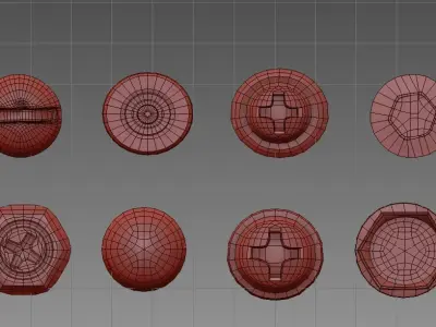 Nails and bolts Low-poly 3D model