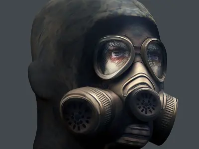 Gas mask helmet 3d model military combat Low-poly Low-poly 3D model shop