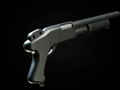 Pump action Shotgun Low-poly 3D model purchase