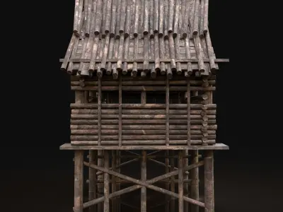 NEXT GEN AAA Forest Wooden Watchtower House Scouttower Log Cabin Free low-poly 3D model