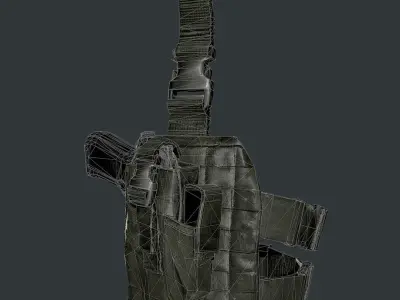 Military Police Gun Holster Game Ready 03 Low-poly 3D model