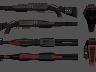 Sci-Fi Black Shotgun - Gun - Weaponry Low-poly 3D model