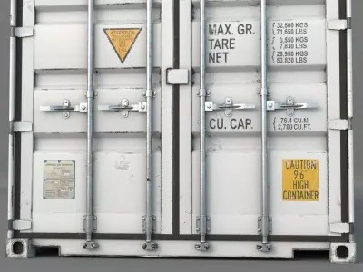 Cargo Container White 40 feet PBR 3D model