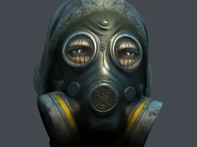 Gas mask helmet 3d model military combat fantasy cyborg  Low-poly 3D model