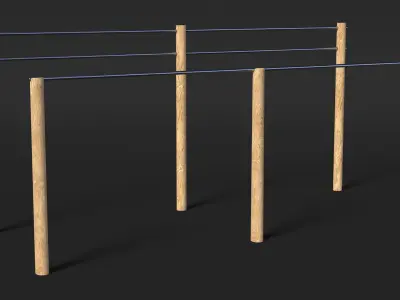 Outdoor Wooden Sports Crossbars 3D model