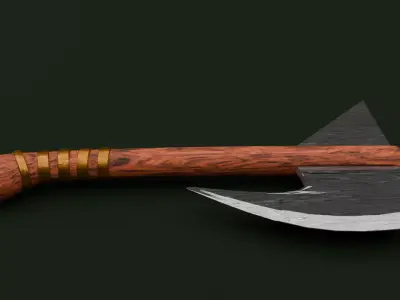 Stylized Dark Fantasy Bearded Axe Game Ready High Poly Low-poly 3D model