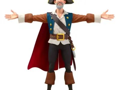 Charming Pirate Captain model pack Low-poly 3D model