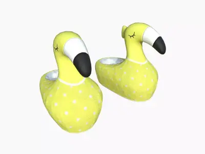 Slippers C05 Yellow Flamingo - Costume Character Design Low-poly 3D model