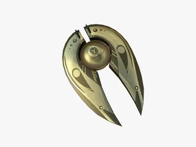 Alien Spaceship UFO I07 Gold - Sci Fi Spacecraft Design Low-poly 3D model
