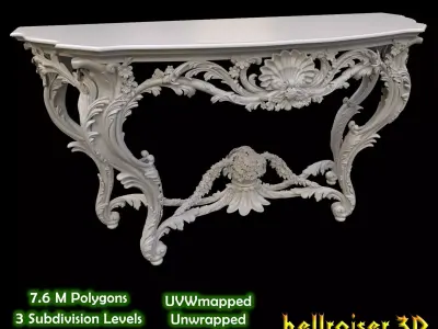 Vintage Gothic Marble Table 3D model