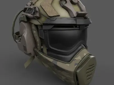Scifi helmet military  Low-poly 3D model