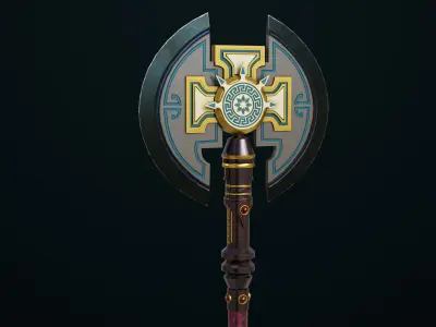  Battle Axe09 All PBR Unity UE Textures Included Low-poly 3D model