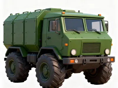 Stylized Forest Green Command SUV 3D Model Low-poly 3D model