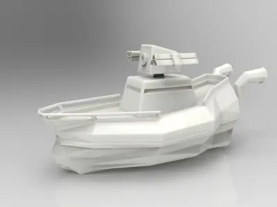 Low poly warship toy boat Low-poly 3D model