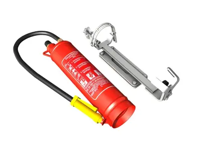 Fire extinguisher with vehicle mounting 3D model