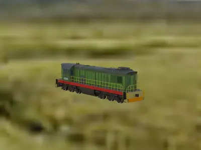 train in grass Low-poly 3D model