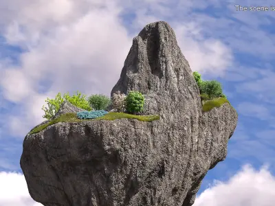 Floating Forest Cliff 3D model