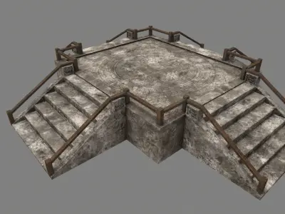 Stairs stone staircase with metal railings Low-poly 3D model buy
