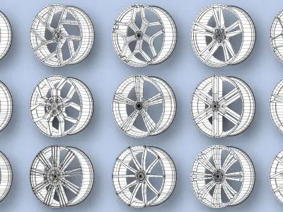 15 Sport Car Rim Base Mesh Low-poly 3D model