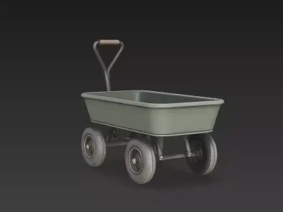 Heavy Duty Garden Utility Wagon Metal Cart PBR 3D model