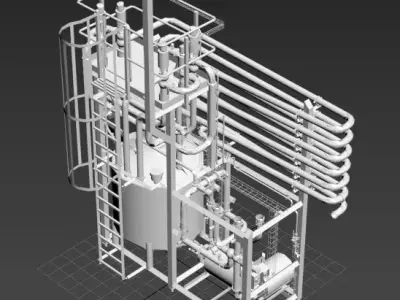 Pasteuriser - Industrial machine - with tank - pipes and pumps  3D model