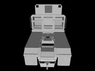 FLATBED  Crane Base and Fifth Wheel for Truck Low-poly 3D model