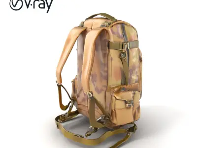 Tactical Hiking Camo Backpack model pack Low-poly 3D model
