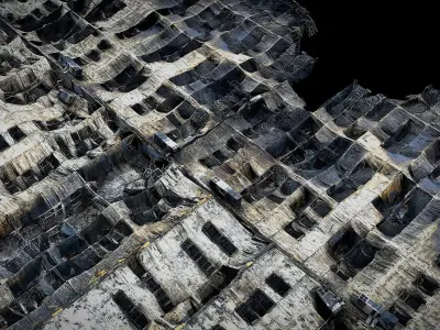 destroyed factory hall burned roof  photogrammetry Low-poly 3D model