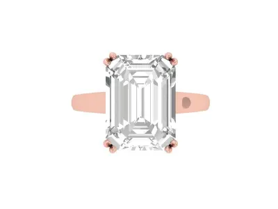 Emerald Solitaire Ring 3D print model 14