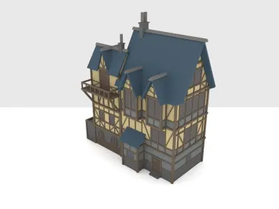 Medieval-styled low-poly house Free low-poly 3D model