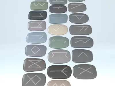 Runic Stone Set / Norse Rune Stones Bundle 3D model