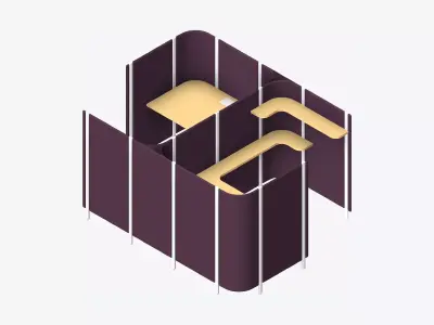 Office Pod - Workspace - Officetec - Side To Side Low-poly 3D model