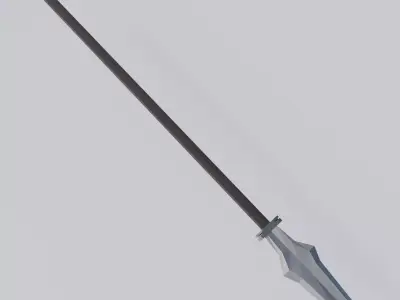 Battle Spear with ruby Low-poly 3D model
